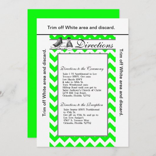 3.5x6 Directions Card Teenage Sneakers Zickzack Einladung (Vorne/Hinten)