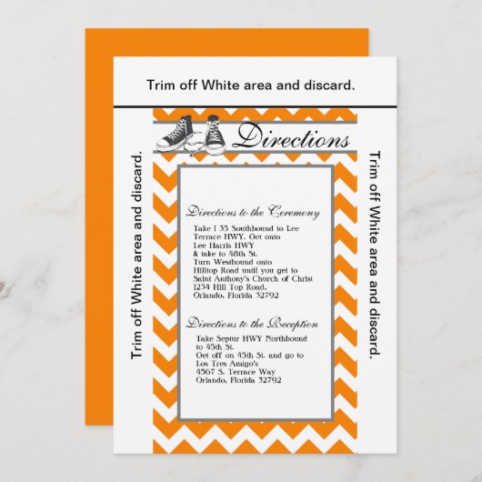 3.5x6 Directions Card Teenage Sneakers Zickzack Einladung (Vorne/Hinten)