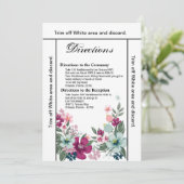 3.5x6 Directions Card Tropical Blume auf Weiß Einladung (Stehend Vorderseite)