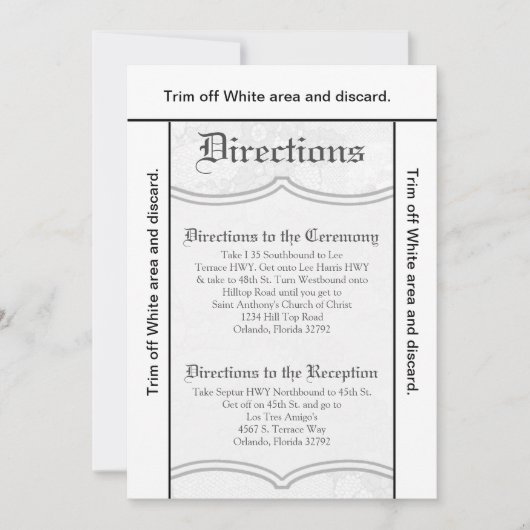 3.5x6 Directors Card Country White Lace Print Fab Einladung (Vorderseite)