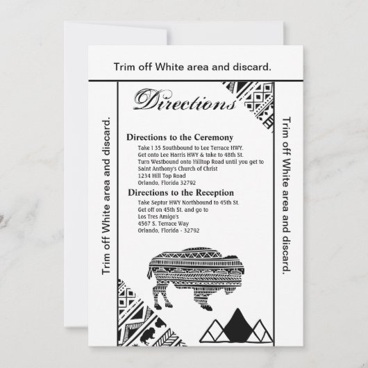 3.5x6 Fahrtkarte Boho Buffalo Tribal Muster Einladung (Vorderseite)