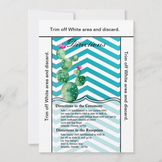 3.5x6 Fahrtkarte Boho Cacti Cactus Succulent Einladung (Vorderseite)