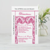 3.5x6 Fahrtkarte Fusia Pink Damask Einladung (Stehend Vorderseite)