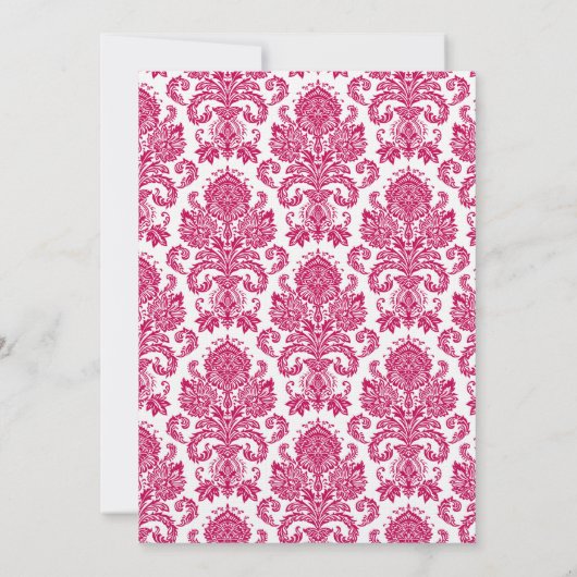 3.5x6 Fahrtkarte Fusia Pink Damask Einladung (Rückseite)