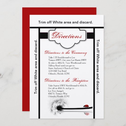 3.5x6 Fahrtkarte Lady Bug Dandilion Blume Einladung (Vorne/Hinten)