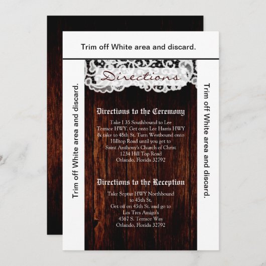 3.5x6 Fahrtkarte Land Dunkelbrauner Holzschnitt Einladung (Vorne/Hinten)