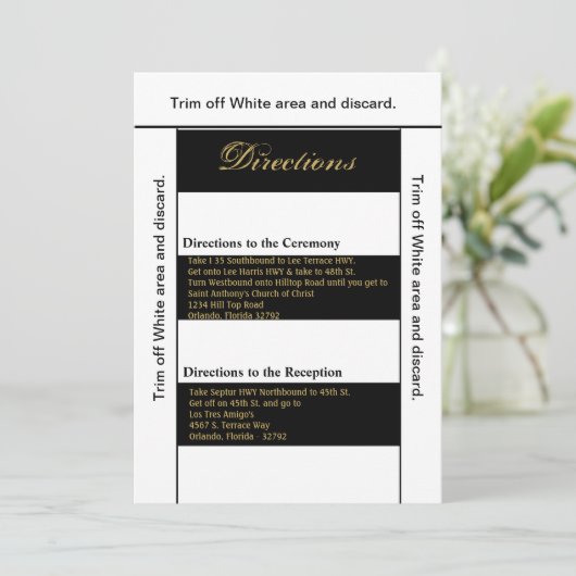 3.5x6 Fahrtkarte Moderner Streifen Schwarz-weiß Co Einladung (Stehend Vorderseite)