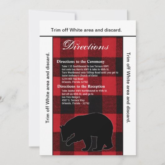 3.5x6 Fahrtkarte Rotes Buffalo Karierter Bärenschw Einladung (Vorderseite)