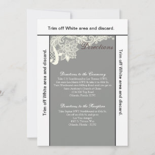 3.5x6 Fahrtkarte Vintage Viktorianische Spitze Gra Einladung