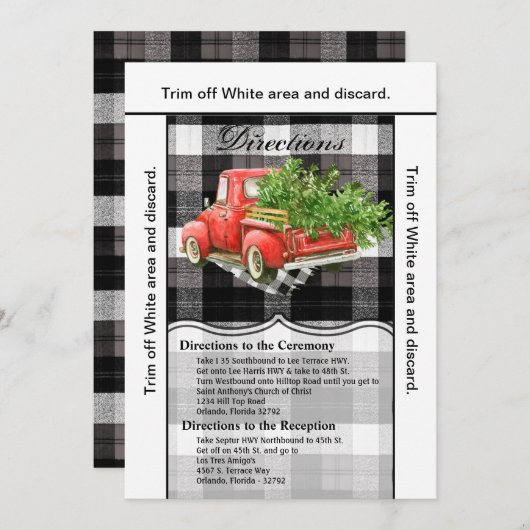 3.5x6 Fahrtkarte XMAS LKW Baffalo Kariert Chr Einladung (Vorne/Hinten)