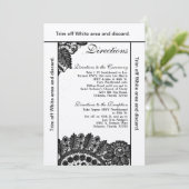 3.5x6 Fahrtkarten Vintage, schwarze Spitzen Einladung (Stehend Vorderseite)