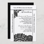 3.5x6 Fahrtkarten Vintage, schwarze Spitzen Einladung (Vorne/Hinten)