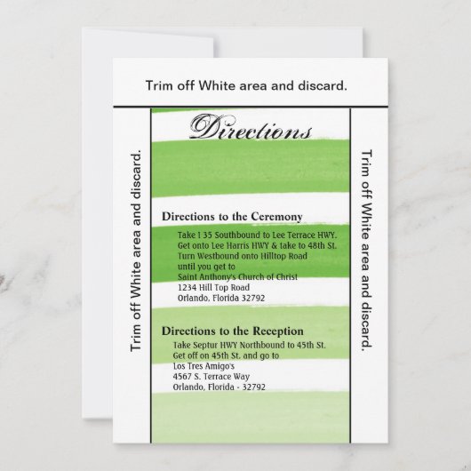 3.5x6 Fahrtkartenausgabe Ombre Stripe Green Line F Einladung (Vorderseite)