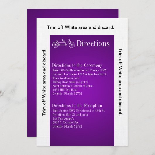 3.5x6 Fahrtrichtung Karte PurpleDoppelfahrrad (Vorne/Hinten)