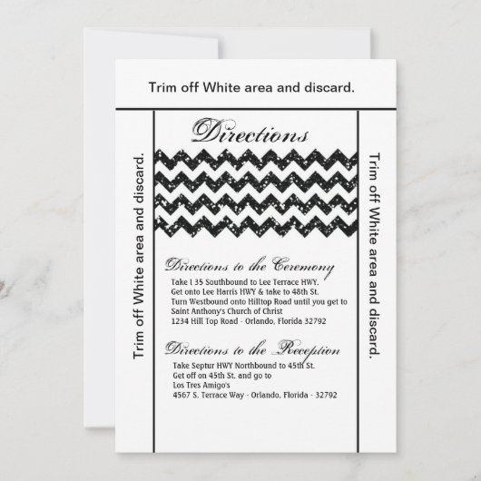 3.5x6 Fahrtrichtung Karte Schwarzer Glitzer Zickza (Vorderseite)