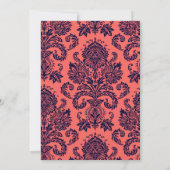 3.5x6 Fahrtrichtung Navy Blue Coral Damask Karte (Rückseite)