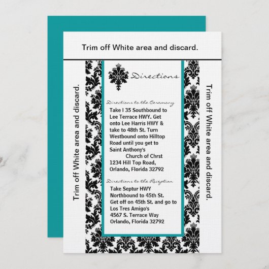 3.5x6 Fahrtrichtungsanzeige Karte Aquamariner schw (Vorne/Hinten)