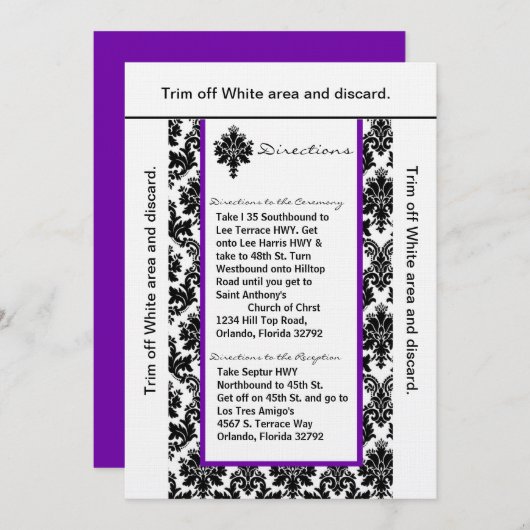 3.5x6 Fahrtrichtungsanzeige Karte schwarzer Purp D (Vorne/Hinten)