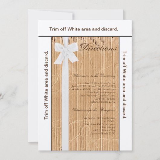 3.5x6 Kartenführung Klappbrett Weißes Band Einladung (Vorderseite)