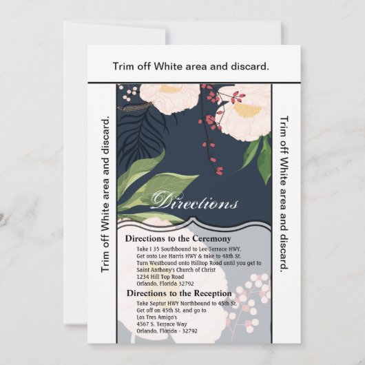 3.5x6 Kartenführung Weiße Blume mit Blütenmuster a Einladung (Vorderseite)