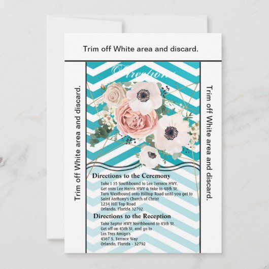 3.5x6 Kartengeometrische Rose Zickzack Aquamarin Einladung (Vorderseite)