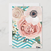 3.5x6 Kartengeometrische Rose Zickzack Aquamarin Einladung (Rückseite)