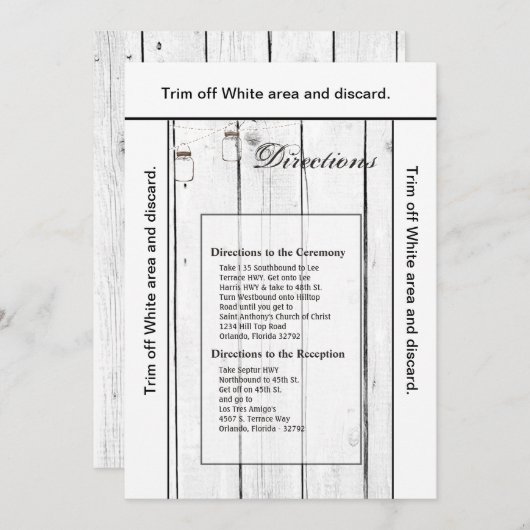 3.5x6 Richtung Kartenmason Jar String Lights Einladung (Vorne/Hinten)