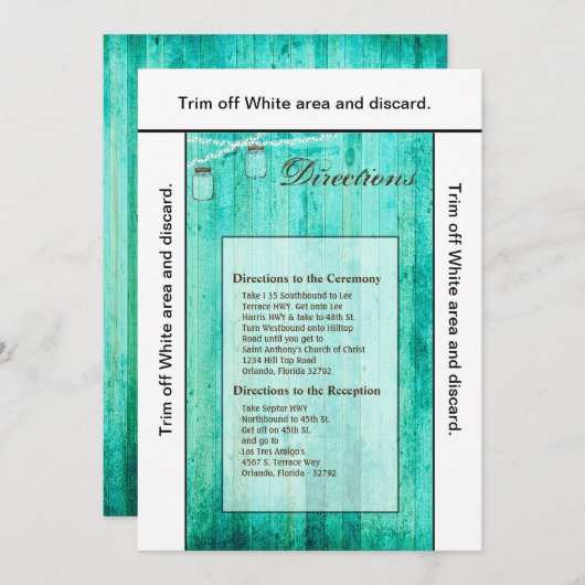 3.5x6 Richtung Kartenmason Jar String Lights Wood Einladung (Vorne/Hinten)