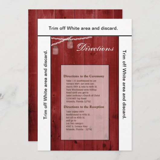 3.5x6 Richtung Kartenmason Jar String Lights Wood Einladung (Vorne/Hinten)