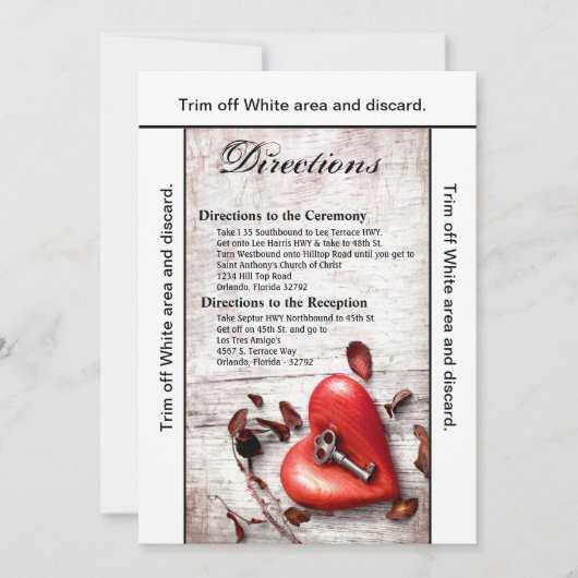 3.5x6 Wegbeschreibung Land Holzschlüssel für mein Einladung (Vorderseite)