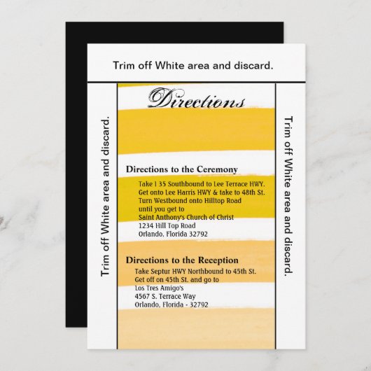 3.5x6 Wegbeschreibung Ombre Stripe Yello Line Fade Einladung (Vorne/Hinten)