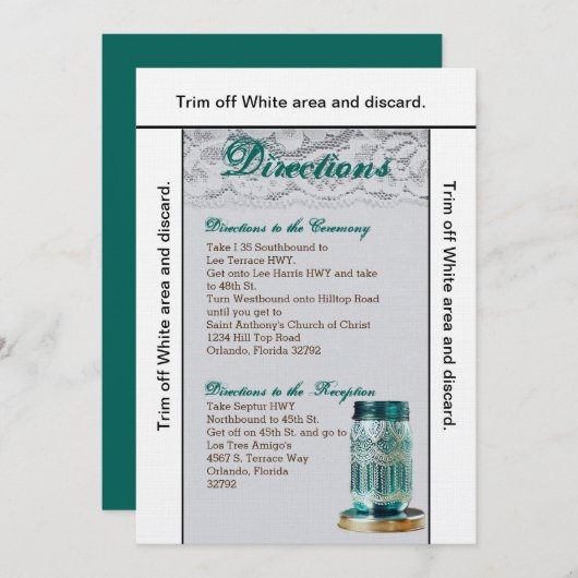 3.5x6 Wegbeschreibung Rustikaler Mason Jar Lac Einladung (Vorne/Hinten)