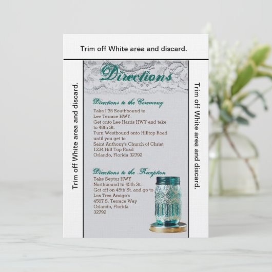 3.5x6 Wegbeschreibung Rustikaler Mason Jar Lac Einladung (Stehend Vorderseite)
