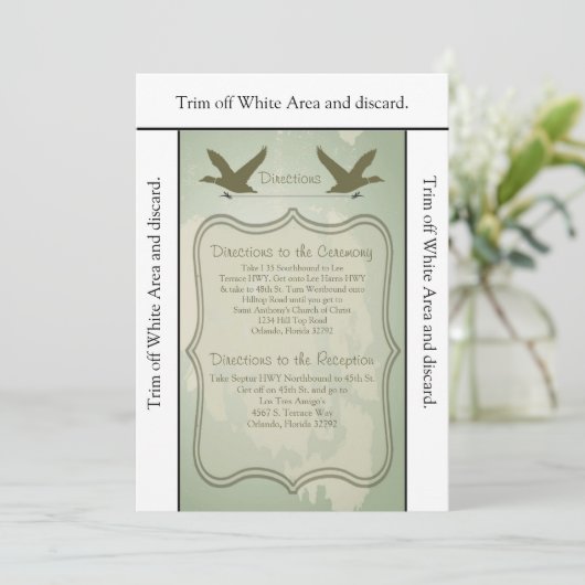 3.5x6 Wegweiser Entenjagd Rustikal Einladung (Stehend Vorderseite)