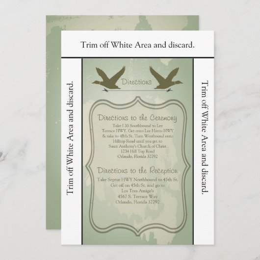 3.5x6 Wegweiser Entenjagd Rustikal Einladung (Vorne/Hinten)