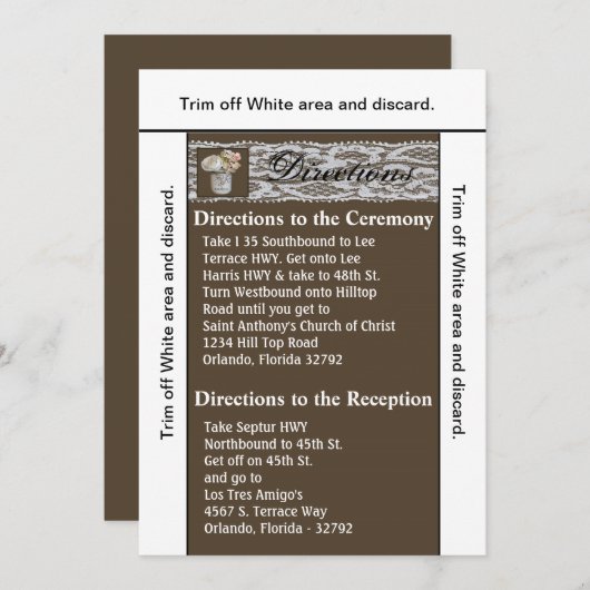 3.5x6 Wegweiser Kartenjars mit Rose Einladung (Vorne/Hinten)