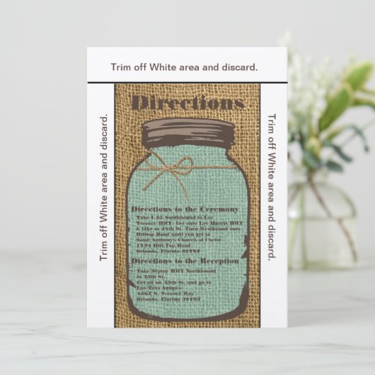 3.5x6 Wegweiser Mason Jar Burlap Country Rus Einladung (Stehend Vorderseite)
