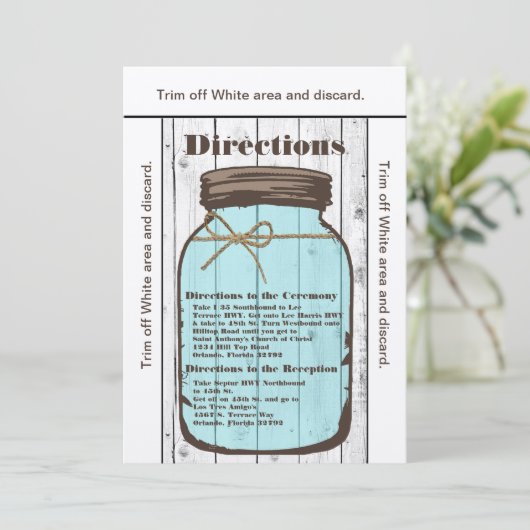 3.5x6 Wegweiser Mason Jar Wood Country Rusti Einladung (Stehend Vorderseite)