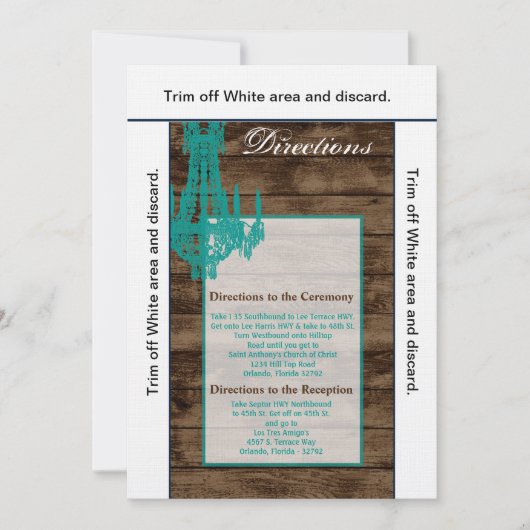 3.5x6 Western Kartenführung Rustikaler Lüster Einladung (Vorderseite)