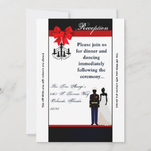 3.5x7 Empfangskarte Marineuniform Bräutigam Braut Einladung