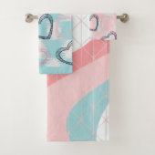 3 Abstraktes Farbmuster Badhandtuch Set (Insitu)