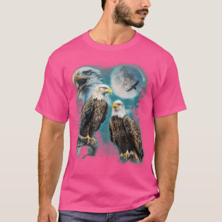 3 Adler, die an der Moon Funny Eagle Bird Liebe he T-Shirt