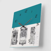 3 Affen Chinesisches Neujahr Zodiac Wall Clock Quadratische Wanduhr (Winkel)