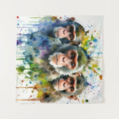 3 Affen Farben Wasserfarbe Kunst Wandteppich (Vorderseite (Horizontal))
