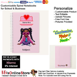 3 African American Girl Writing Supplies Students Notizblock