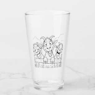 3 alberne Ziegen Trinkglas Glas