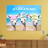 3 Alpacas Leben ist am Strand besser! DIY, Leinwanddruck (Insitu (Wohnzimmer))