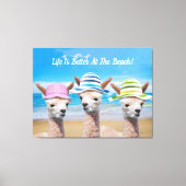 3 Alpacas Leben ist am Strand besser! DIY, Leinwanddruck (Vorderseite)