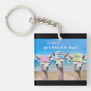 3 Alpacas Leben ist am Strand besser! DIY-Meldung Schlüsselanhänger
