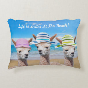 3 Alpakas Das Leben ist besser am Strand! Personal Dekokissen